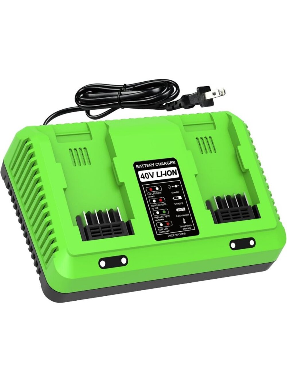 40V Dual-Port Battery Charger for Power Tools - Fast Charging, Compatible